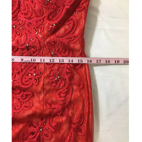 ASPEED SZ L red illusion sweetheart embroidered beaded lace gown dress NWT B163 - Picture 8 of 10